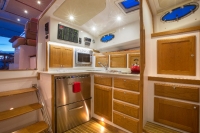 Interiors onboard the Back Cove Downeast 37 in Portland, Maine.