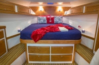 Interiors onboard the Back Cove Downeast 37 in Portland, Maine.
